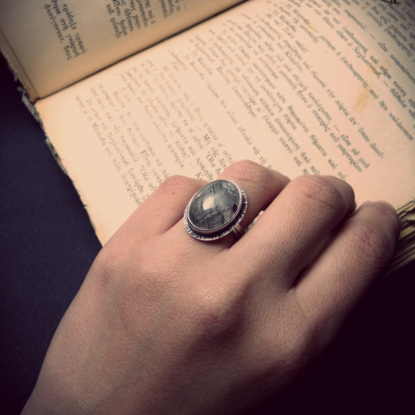 " Silver Black tourmaline myth " Χειροποίητο ασημένιο 925 δαχτυλίδι με Χαλαζία και Μαύρη Τουρμαλίνη. - ασήμι, ημιπολύτιμες πέτρες, αυξομειούμενα - 4