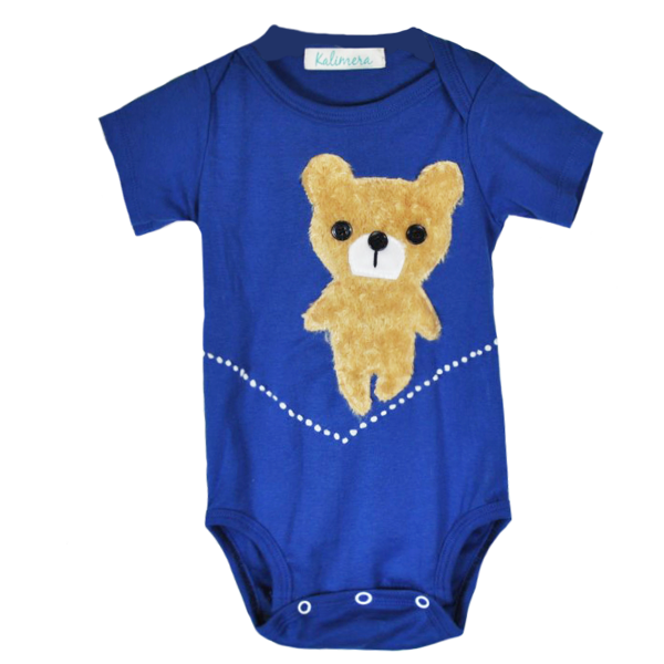 Ολόσωμο φορμάκι μπλε με αρκουδάκι - βαμβάκι, αρκουδάκι, βρεφικά φορμάκια, βρεφικά ρούχα