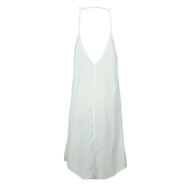 Φόρεμα λευκό με ανοιχτή πλάτη - βαμβάκι, αμάνικο, midi - 2