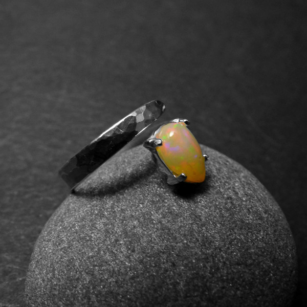 "Magic Opal " - Χειροποίητο δαχτυλίδι από ασήμι 925 και Οπάλιo! - ασήμι, ημιπολύτιμες πέτρες, οπάλιο, αυξομειούμενα - 2