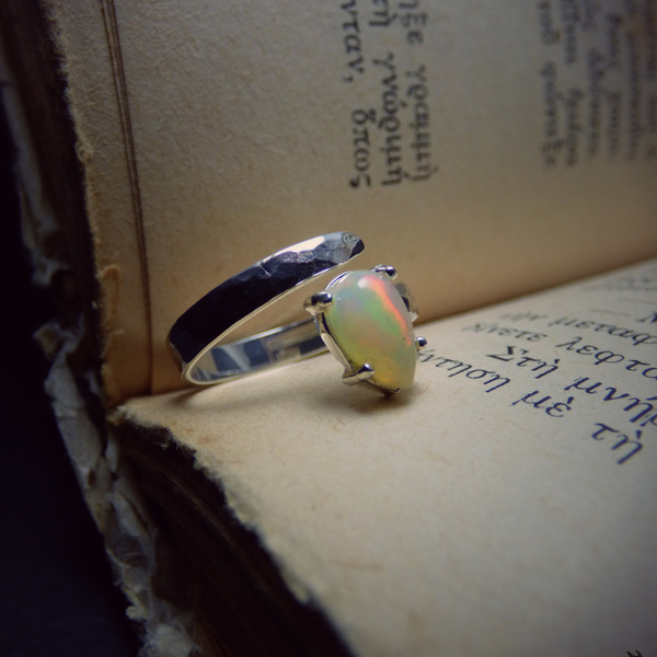 "Magic Opal " - Χειροποίητο δαχτυλίδι από ασήμι 925 και Οπάλιo! - ασήμι, ημιπολύτιμες πέτρες, οπάλιο, αυξομειούμενα - 3