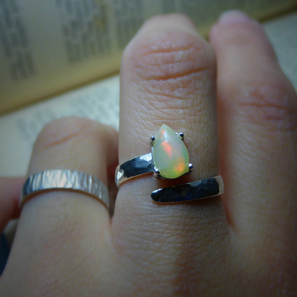 "Magic Opal " - Χειροποίητο δαχτυλίδι από ασήμι 925 και Οπάλιo! - ασήμι, ημιπολύτιμες πέτρες, οπάλιο, αυξομειούμενα - 4