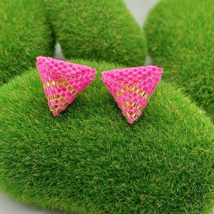 Ροζ φούξια σκουλαρίκια - πέτρες, καρφωτά, φθηνά - 2