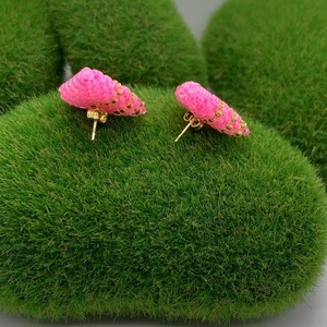 Ροζ φούξια σκουλαρίκια - πέτρες, καρφωτά, φθηνά - 4