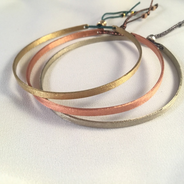 Satin silver bangle bracelet-χειροποίητη βέργα από αλπακά και μεταλιζέ κορδόνι - αλπακάς, κορδόνια, χειροποίητα, χειροπέδες - 5