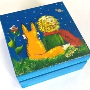 Ξύλινο κουτί ζωγραφική "μικρός πρίγκηπας" - ζωγραφισμένα στο χέρι, οργάνωση & αποθήκευση, μικρός πρίγκιπας, δώρα γενεθλίων