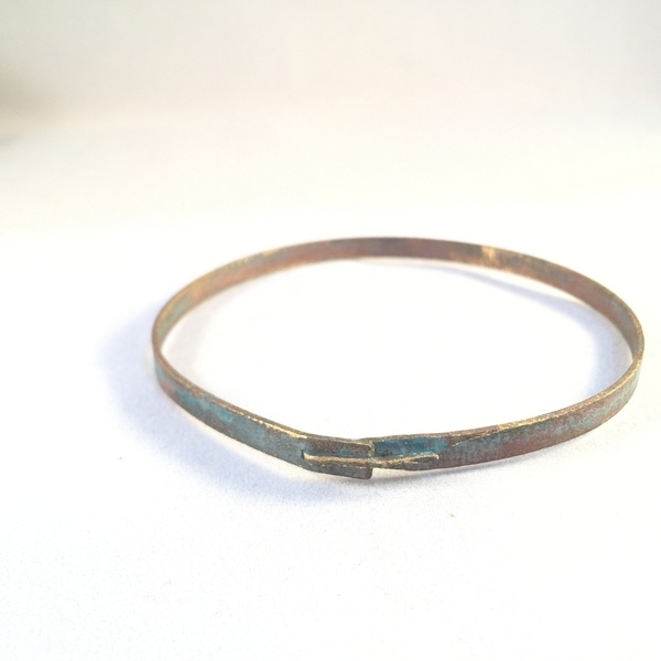 Vintage bangle bracelet-Χειροποίητη βέργα από οξειδωμένο ορείχαλκο - vintage, ορείχαλκος, minimal