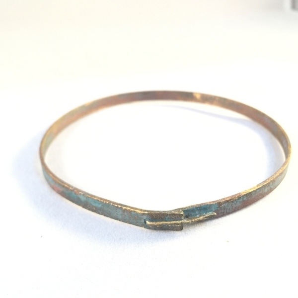 Vintage bangle bracelet-Χειροποίητη βέργα από οξειδωμένο ορείχαλκο - vintage, ορείχαλκος, minimal - 2