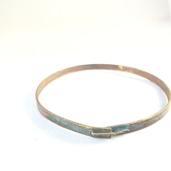Vintage bangle bracelet-Χειροποίητη βέργα από οξειδωμένο ορείχαλκο - vintage, ορείχαλκος, minimal - 3