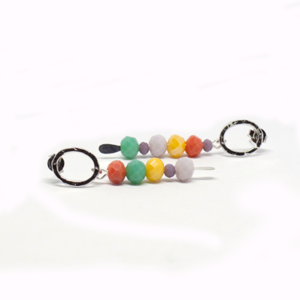 Ασύμμετρα σκουλαρίκια με πολύχρωμες γυάλινες χάντρες - γυαλί, επάργυρα, κρεμαστά