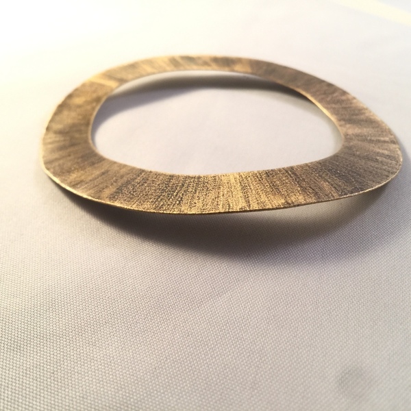 Satin oxidized gold elegant bangle bracelet-χειροποίητο βραχιόλι από οξειδωμένο ορείχαλκο... - ιδιαίτερο, ορείχαλκος, σταθερά - 2