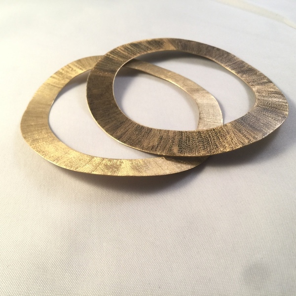 Satin oxidized gold elegant bangle bracelet-χειροποίητο βραχιόλι από οξειδωμένο ορείχαλκο... - ιδιαίτερο, ορείχαλκος, σταθερά - 3