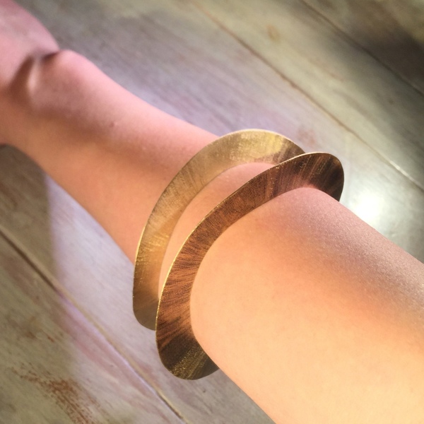 Satin oxidized gold elegant bangle bracelet-χειροποίητο βραχιόλι από οξειδωμένο ορείχαλκο... - ιδιαίτερο, ορείχαλκος, σταθερά - 5