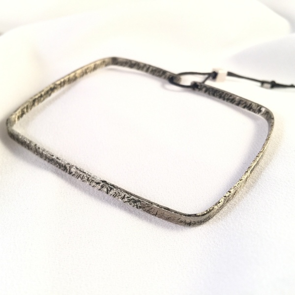 Oxidized silver square bangle bracelet-Χειροποίητο τετράγωνο βραχιόλι από οξειδωμένο αλπακά - αλπακάς, σταθερά, φθηνά