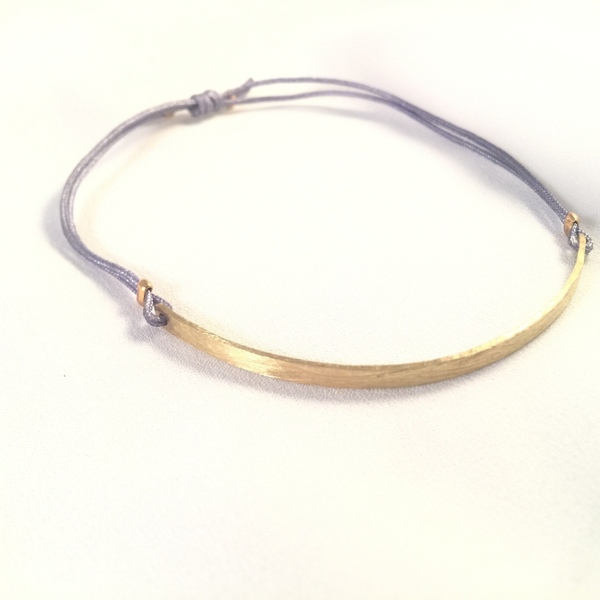 Halh and half gold bracelet-Βραχιόλι μισό ορείχαλκος,μισό μεταξωτό νήμα - ορείχαλκος, κορδόνια, χειροποίητα, αυξομειούμενα - 2