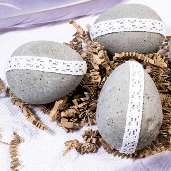 Τσιμεντένια Διακοσμητικά Αυγά με δαντέλα|Σετ των 4 - διακοσμητικά, πασχαλινά αυγά διακοσμητικά, για ενήλικες, πασχαλινή διακόσμηση, πασχαλινά δώρα - 3