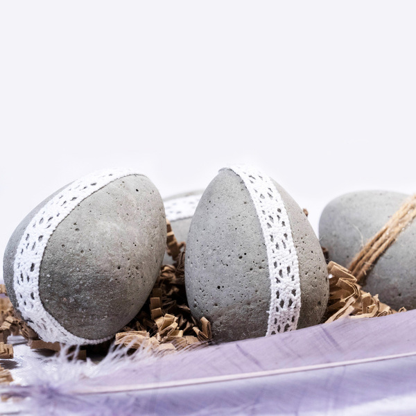 Τσιμεντένια Διακοσμητικά Αυγά με δαντέλα|Σετ των 4 - διακοσμητικά, πασχαλινά αυγά διακοσμητικά, για ενήλικες, πασχαλινή διακόσμηση, πασχαλινά δώρα - 2