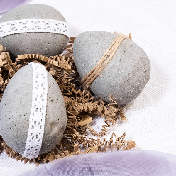 Τσιμεντένια Διακοσμητικά Αυγά με δαντέλα|Σετ των 4 - διακοσμητικά, πασχαλινά αυγά διακοσμητικά, για ενήλικες, πασχαλινή διακόσμηση, πασχαλινά δώρα - 4