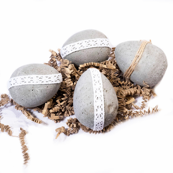 Τσιμεντένια Διακοσμητικά Αυγά με δαντέλα|Σετ των 4 - διακοσμητικά, πασχαλινά αυγά διακοσμητικά, για ενήλικες, πασχαλινή διακόσμηση, πασχαλινά δώρα