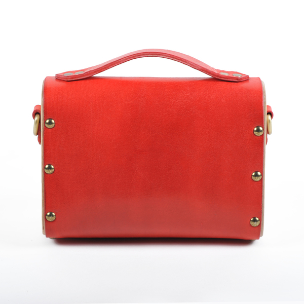Τσάντα χιαστή σε κόκκινο χρώμα - δέρμα, ξύλο, χιαστί - 3