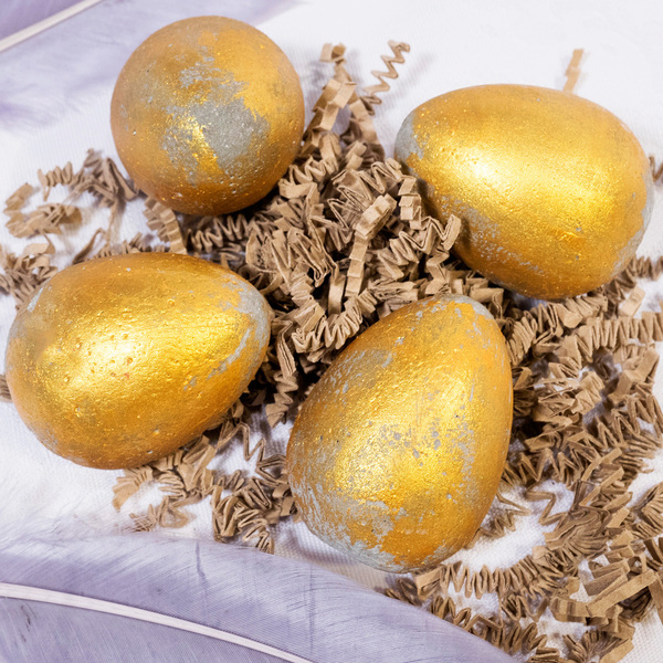 Χρυσά ρουστίκ Τσιμεντένια Πασχαλινά Αυγά|Σετ των 4 - διακοσμητικά, πασχαλινά αυγά διακοσμητικά, για ενήλικες, πασχαλινά δώρα - 3