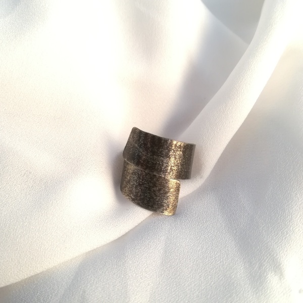 Elix oxidized ring-Ελικοειδές δαχτυλίδι με οξείδωση... - αλπακάς, μαύρα, μεγάλα, φθηνά - 2