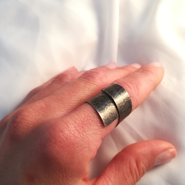 Elix oxidized ring-Ελικοειδές δαχτυλίδι με οξείδωση... - αλπακάς, μαύρα, μεγάλα, φθηνά - 3