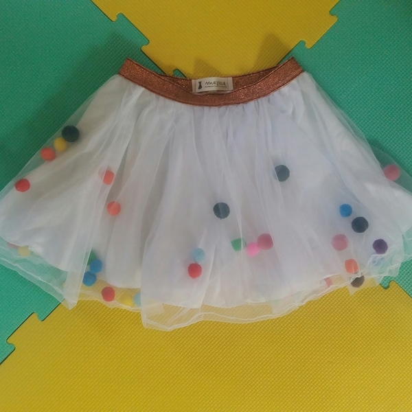 Τούλινη φούστα με πον πον - pom pom, παιδικά ρούχα