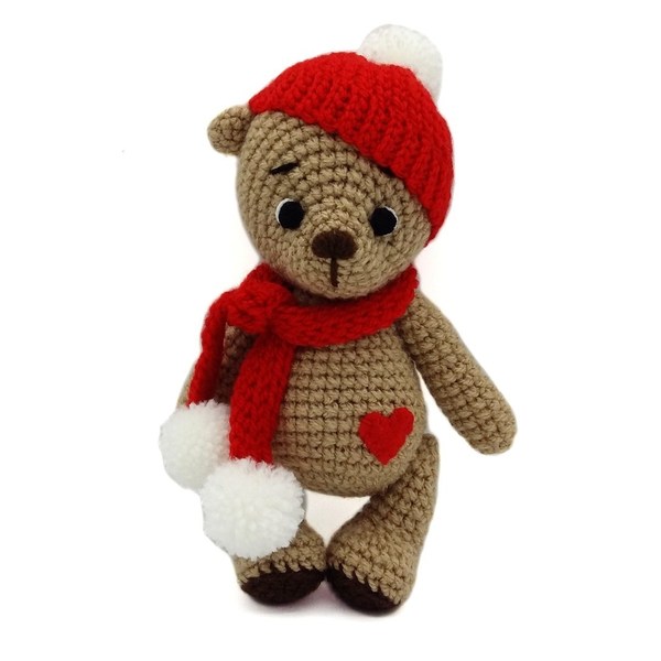 Πλεκτό αρκουδάκι - Max - δώρα για βάπτιση, λούτρινα, amigurumi, χριστουγεννιάτικα δώρα, λούτρινα αρκουδάκια