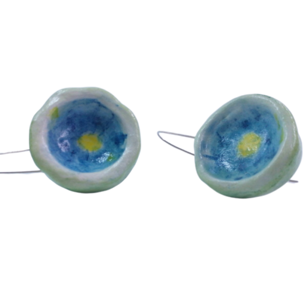 Flower inspired earrings - ασήμι, πηλός, πρωτότυπο, μικρά, κρεμαστά