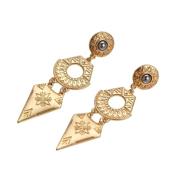 Egyptian style σκουλαρίκια - ορείχαλκος, κρεμαστά, faux bijoux