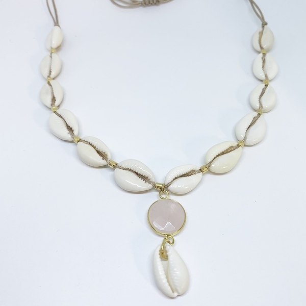 Shell necklace - ημιπολύτιμες πέτρες, αχάτης, κοχύλι - 3