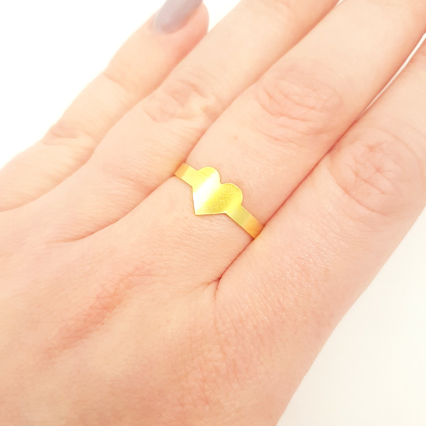"Heart of gold" ορειχάλκινο δαχτυλίδι - ορείχαλκος, καρδιά, minimal, μικρά, αυξομειούμενα - 2