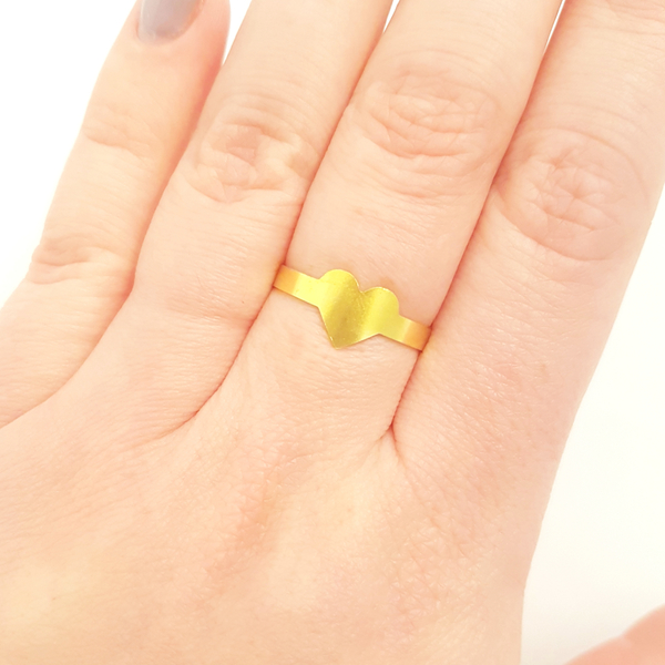 "Heart of gold" ορειχάλκινο δαχτυλίδι - ορείχαλκος, καρδιά, minimal, μικρά, αυξομειούμενα - 3