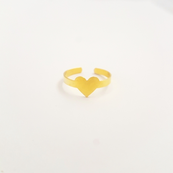 "Heart of gold" ορειχάλκινο δαχτυλίδι - ορείχαλκος, καρδιά, minimal, μικρά, αυξομειούμενα