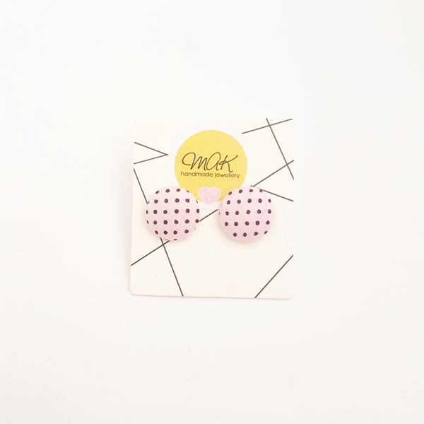 "Polka dot" πολύχρωμα υφασμάτινα σκουλαρίκια με κουκίδες - καρφωτά, faux bijoux, φθηνά - 3