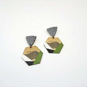 Ξύλινα Σκουλαρίκια "Geometry" - ξύλο, γεωμετρικά σχέδια, ξύλινα κοσμήματα, κρεμαστά, Black Friday - 5