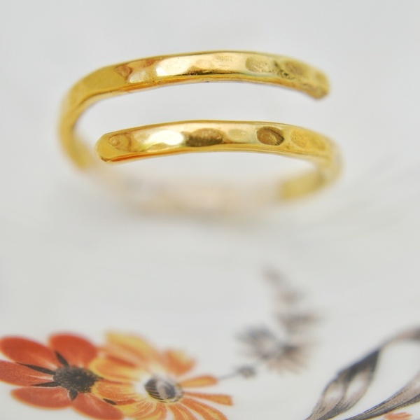Ασημένιο σφυρήλατο δαχτυλίδι one size - ασήμι, επιχρυσωμένα, μικρά, αυξομειούμενα - 3