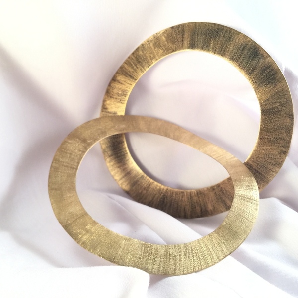 Satin oxidized gold elegant bangle bracelet-χειροποίητο βραχιόλι από οξειδωμένο ορείχαλκο... - ιδιαίτερο, ορείχαλκος, σταθερά - 4