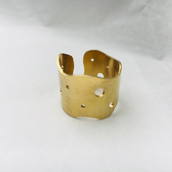 Δαχτυλίδι μινιμαλ με τρύπες - ορείχαλκος, minimal, μεγάλα, αυξομειούμενα, δώρα για γυναίκες - 3