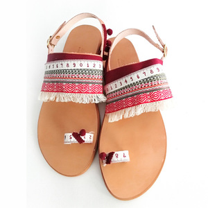 Bohemian flat sandals. - ύφασμα, boho, φλατ, ankle strap