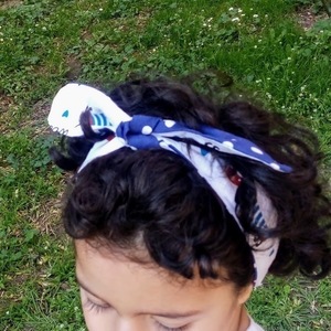 Βαμβακερή κορδέλα μαλλιών με σχέδιο σκυλάκια και πουά - κορδέλα, για παιδιά, αξεσουάρ μαλλιών - 5