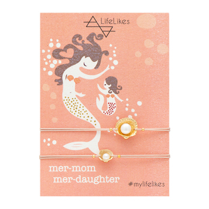 Βραχιόλι Mer-Mom/Mer-Daughter - charms, κοχύλι, μαμά, αυξομειούμενα