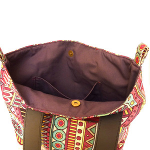 Boho τσάντα - tote bag με λουριά δερματίνης - ώμου, μεγάλες, all day, tote - 3