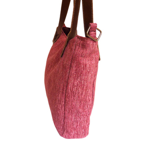 Ροζ τσάντα χειρός με λουριά δερματίνης - ώμου, χειροποίητα, all day, χειρός - 3