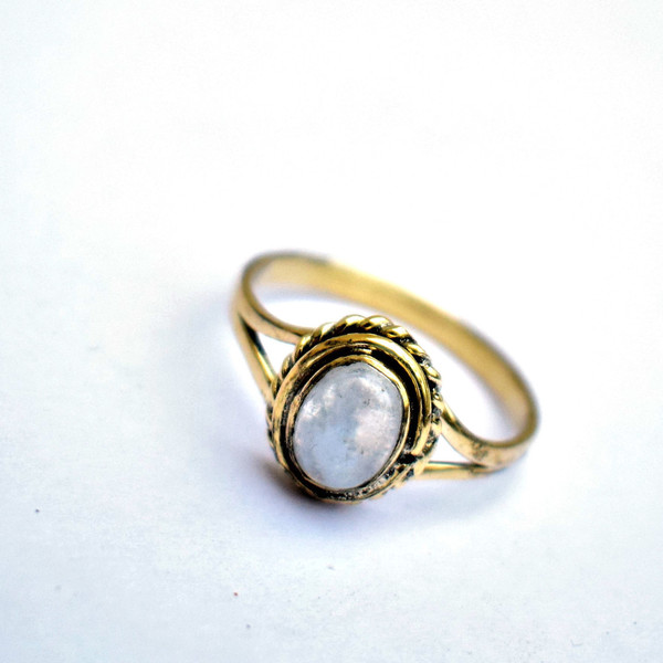 μπρούντζινο δαχτυλίδι με φεγγαρόπετρα - φεγγαρόπετρα, μπρούντζος