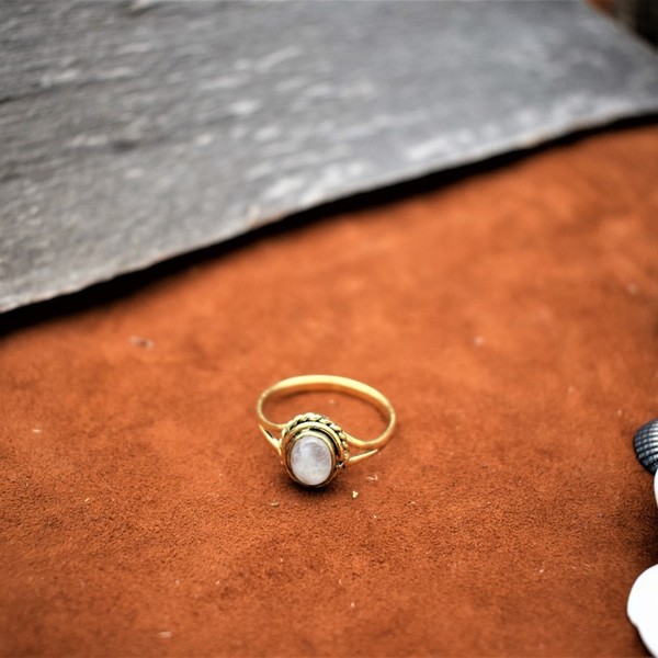 μπρούντζινο δαχτυλίδι με φεγγαρόπετρα - φεγγαρόπετρα, μπρούντζος - 2