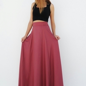 "Tinky" Maxi κλος φούστα σάπιο μήλο - Mέγεθος Large - chic, μονόχρωμες, maxi, minimal - 2