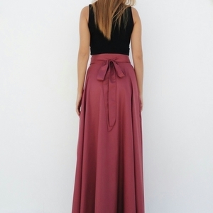"Tinky" Maxi κλος φούστα σάπιο μήλο - Mέγεθος Large - chic, μονόχρωμες, maxi, minimal - 5