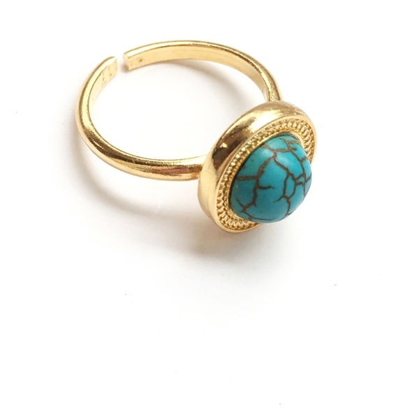 Δαχτυλίδι με μπλε πέτρα - ημιπολύτιμες πέτρες, επιχρυσωμένα, ορείχαλκος, boho, faux bijoux, αυξομειούμενα, φθηνά - 2